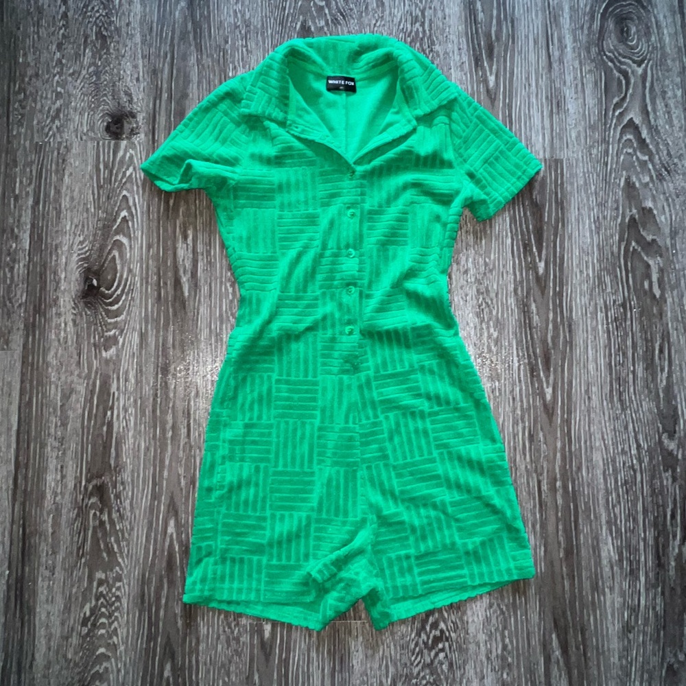 White Fox Bright Green Romper